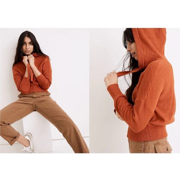 Madewell Tops - Madewell Clairview Hoodie Sweatshirt Pullover Knitted Cropped Orange Size Large